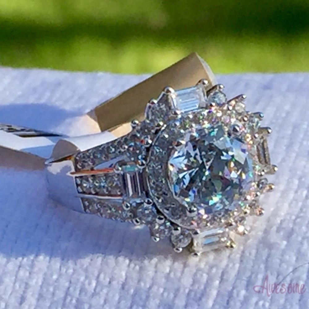 JTV Bella Luce CZ Cocktail Ring - NWT - Sz 7 - Fiery Stones!